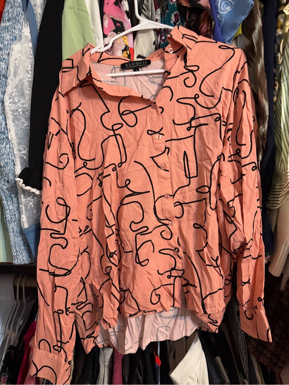 Eloquii Peach Button-Front Blouse 20